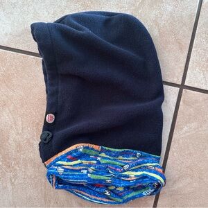 Cozy Kids Fleece Hood with Blue and Multicolor Trim